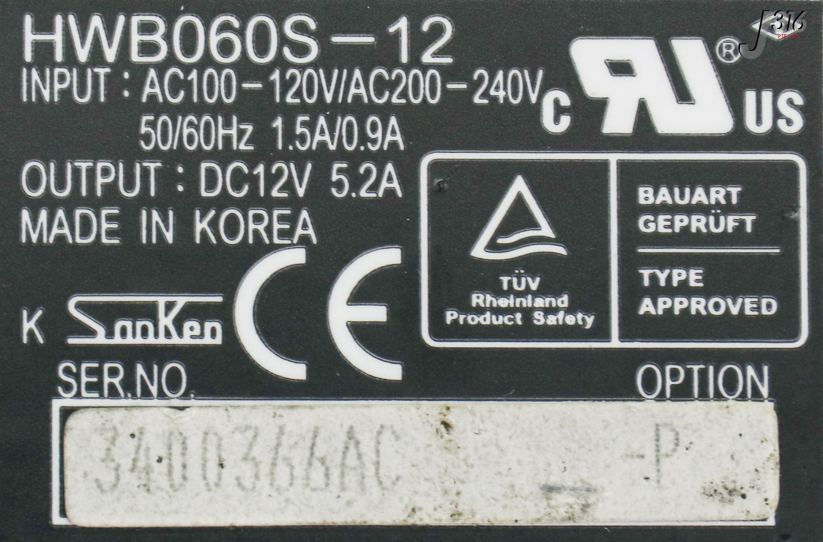 17022 SANKEN PS INPUT AC100-120V/AC200/240V 1.5A/0.9A HWB060S-12